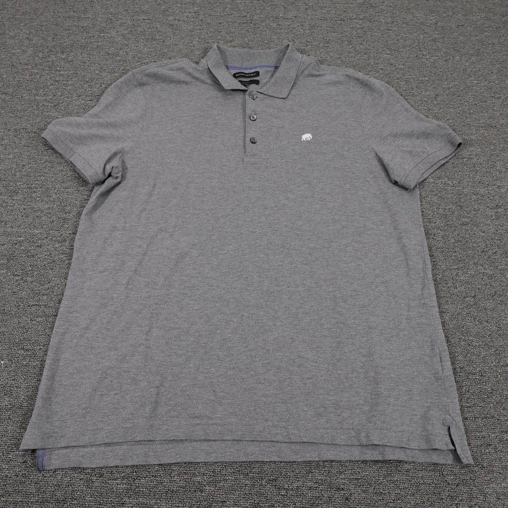 Banana Republic Polo Shirt Mens 2XL Gray Slim Fit Stretch Cotton Spandex Casual
